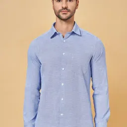 Byford by Pantaloons Bluebell Cotton Slim Fit Self Pattern Shirt-picture-31