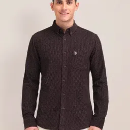 U.S. Polo Assn. Maroon Cotton Regular Fit Printed Shirt-picture-27