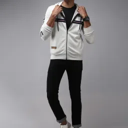 showoffff Showoff Grey Cotton Regular Fit Printed Hooded Sweatshirt image 5