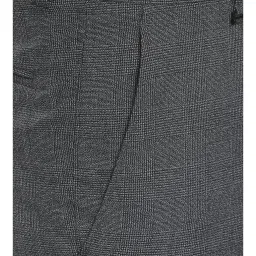 Van Heusen Grey Slim Fit Checks Flat Front Trousers image 5