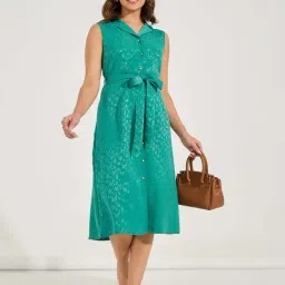 Styli Green Self Pattern Shirt Dress-picture-10