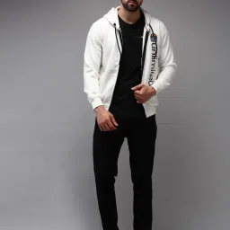 showoffff Showoff White Cotton Regular Fit Printed Hooded Sweatshirt image 5
