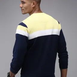 showoffff Showoff Navy Blue Cotton Regular Fit Colour Block Sweatshirt image 2