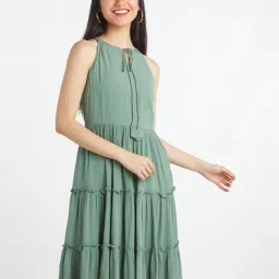 Zink London Green Halter Neck A-Line Dress image 1