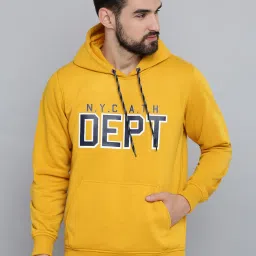 showoffff Showoff Yellow Cotton Regular Fit Printed Hooded Sweatshirt image 1