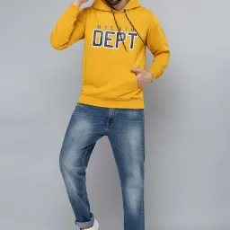 showoffff Showoff Yellow Cotton Regular Fit Printed Hooded Sweatshirt image 5
