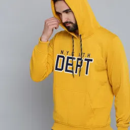 showoffff Showoff Yellow Cotton Regular Fit Printed Hooded Sweatshirt image 3