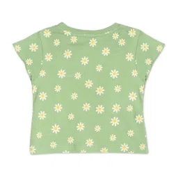 U.S. Polo Assn. Kids Green Cotton Floral Print T-Shirt image 2