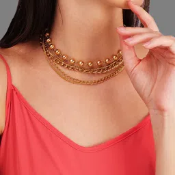 DressBerry Gold-Plated Multi Layered Statement Necklace image 4