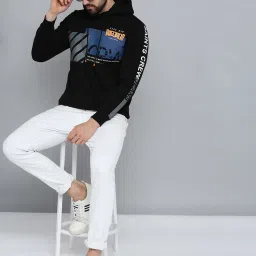 showoffff Showoff Black Cotton Regular Fit Printed Hooded Sweatshirt image 5