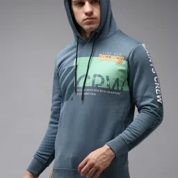 showoffff Showoff Blue Cotton Regular Fit Printed Hooded Sweatshirt image 3
