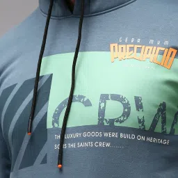 showoffff Showoff Blue Cotton Regular Fit Printed Hooded Sweatshirt image 4