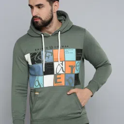 showoffff Showoff Green Cotton Regular Fit Printed Hooded Sweatshirt image 1
