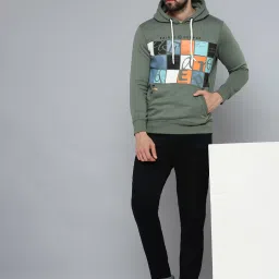 showoffff Showoff Green Cotton Regular Fit Printed Hooded Sweatshirt image 5