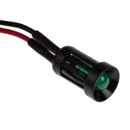 RS PRO Green Panel Mount Indicator 12V DC, Mounting Hole Size 8 mm, Termination Type Lead Wires, Model No 204079 image 3
