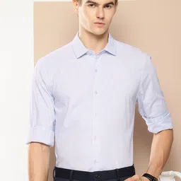 INVICTUS Pure Cotton Self Design Textured Slim Fit Opaque Formal Shirt image 1