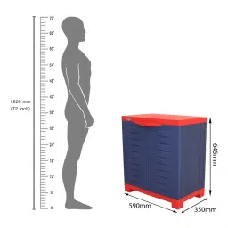 SUPREME Storage Cabinet Paneled Hinged 2 Doors 1 Shelves 280x380x280 mm, Red & Blue image 5