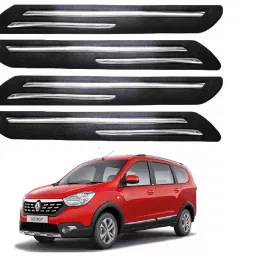 SCA Rubber Car Side Bumper Protector Guard with Double Chrome Strip for Mahindra Logan All Model Black (Set of 4)-picture-22
