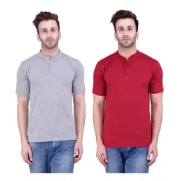Weardo Grey & Maroon Cotton T-Shirt-image-1