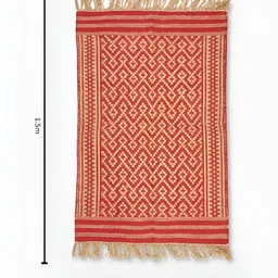 Fabindia Karnika Red & Beige Woven Jute Dhurrie image 5