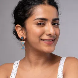 WHE Wooden Fabric Contemporary Drop Earrings-image-17