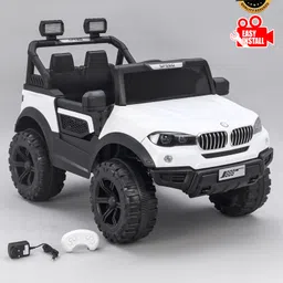 fab n funky Battery Operated Ride On Jeep With Remote - White-picture-14