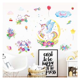 Jaamso Royals Cartoon Unicorn Horse With Cats Kids Room Decor Wall Sticker-picture-39