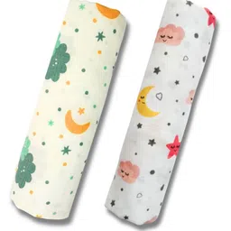 LazyToddler Multipurpose Swaddle Wrap 100% MuslinPack of 2 Dot Print- Multicolour-picture-10