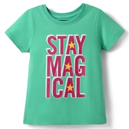 Pine Kids Cotton Knit Half Sleeves T-Shirt with Text Print - Mint-image-12