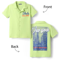 Pine Kids Cotton Knit Half Sleeves Shirt with New York City Print - Light Green-picture-28