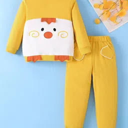 Mark & Mia Cotton Full Sleeves Winter Wear T-Shirt & Joggers Set with Bird Applique - Yellow & White-picture-17
