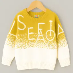 KUCHIPOO Fleece Knit Full Sleeves Typography Printed Light Winter Sweatshirt - Yellow & Beige-image-45