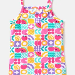 Babyhug Single Jersey 100% Cotton Singlet SleevesSlips Polka Dot & Cherry Print Pack of 3- White Pink & Yellow image 2