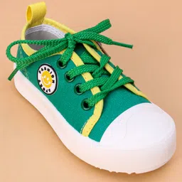 Cute Walk by Babyhug Lace Up Casual Shoes Smiley Applique - Green image 3