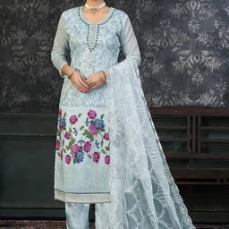 SAINOOR Embellished Semi-Stitched Dress Material-picture-22