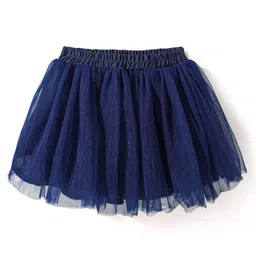 Babyhug Sleeveless Top & Skirt Set Solid & Bow Applique - Navy Blue image 4