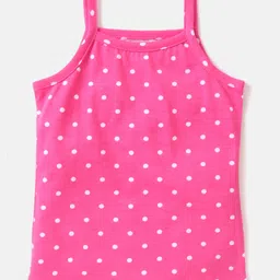 Babyhug Single Jersey 100% Cotton Singlet SleevesSlips Polka Dot & Cherry Print Pack of 3- White Pink & Yellow image 4
