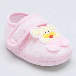 Baby Moo Animal Face Applique Detailed Anti Skid Booties - Pink image 5