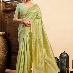 SANISA Woven Design Zari Silk Blend Handloom Saree-image-91