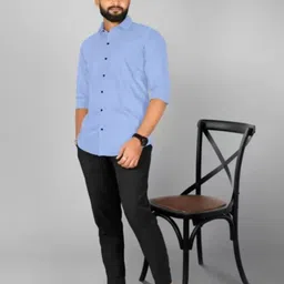 Erenchino Men Comfort Fit Spread Collar Solid Cotton Casual Shirt-picture-20