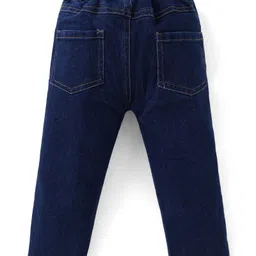 Babyhug Cotton Knit Full Sleeves T-Shirt & Denim Jeans Set With Back To School Theme Print - Blue image 5