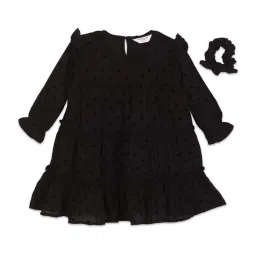 U.S. Polo Assn. Kids Black Printed Full Sleeves Dress image 1