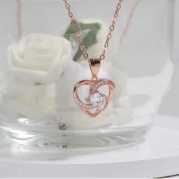 GIVA 92.5 Sterling Silver Swirl Heart Pendant with Link Chain for Women image 1
