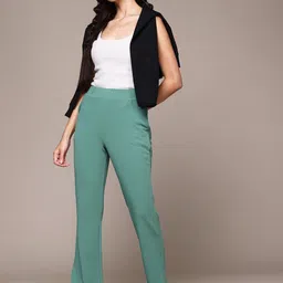 The Roadster Lifestyle Co. Women Textured High-Rise Trousers image 3