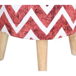 Shadowkart Maroon Zigzag Wood Printed Ottoman image 3
