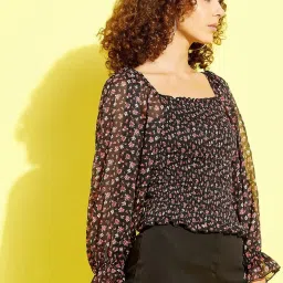Anvi Be Yourself Black Floral Print Top image 4