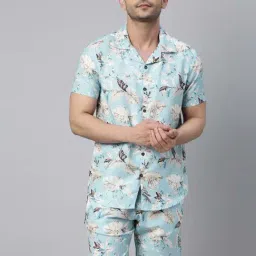 Bushirt Light Blue Regular Fit Printed Shirt & Shorts Set-picture-15