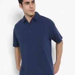 American Eagle Navy Cotton Regular fit Solid Polo T-Shirt-picture-20
