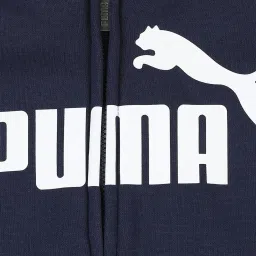 Puma Kids ESS FZ FL B Navy & White Cotton Logo Full Sleeves Hoodie image 3