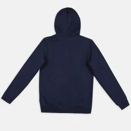 Puma Kids ESS FZ FL B Navy & White Cotton Logo Full Sleeves Hoodie image 2